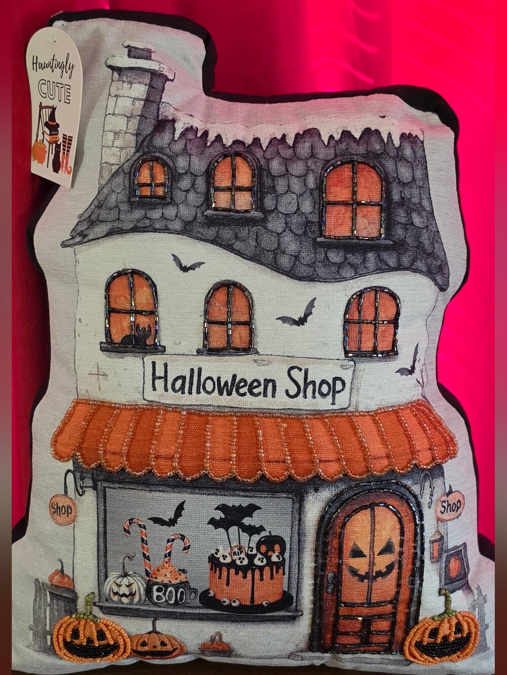 Halloween Shop Beaded Pillow Halloween Candy Shop Decorative Pillow NWT
